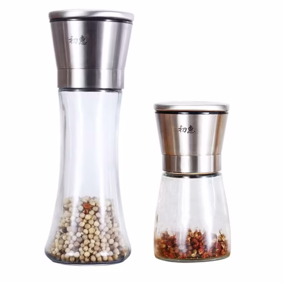 120ml/180ml/200ml manuel pas cher moulin à poivre sel broyeur en pot de verre