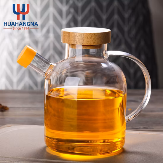 Burette à huile et vinaigre avec verseurs anti-goutte et aucun entonnoir nécessaire - Distributeur d'huile d'olive en verre - Bouteille ronde - Carafe à huile d'olive pour cuisine et barbecue